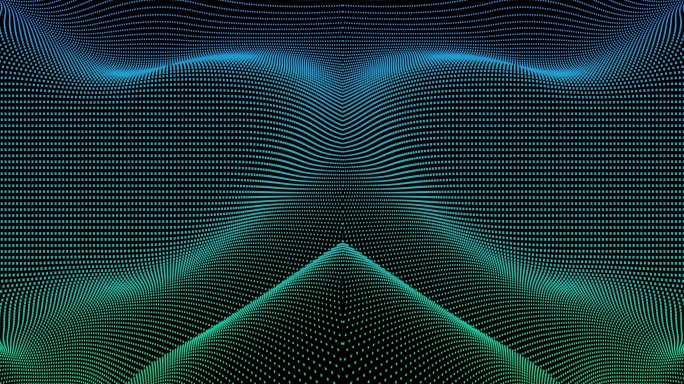 【4K时尚背景】蓝绿光线科技波纹光点暖场