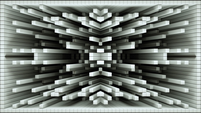 【裸眼3D】白色立体几何方块条形光影躁波