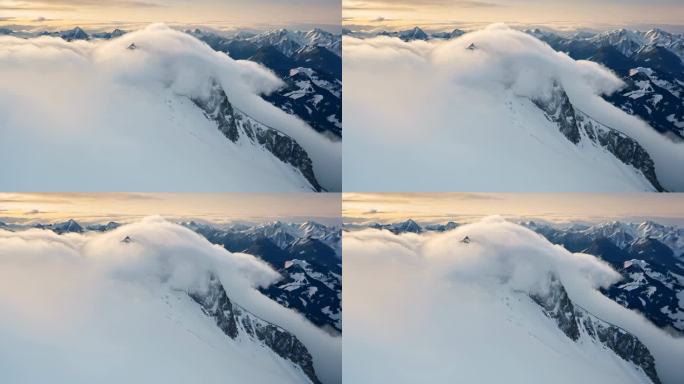 云海雪山云层航拍风景天空