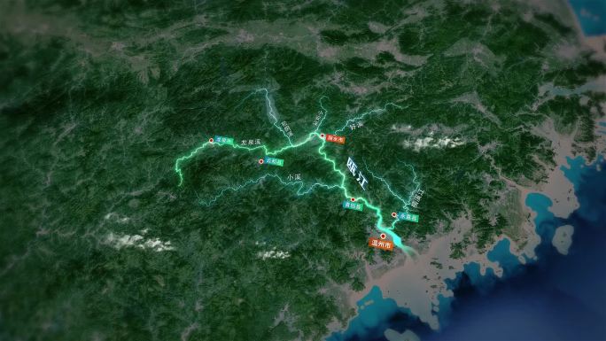 温州瓯江水系地图（AE）