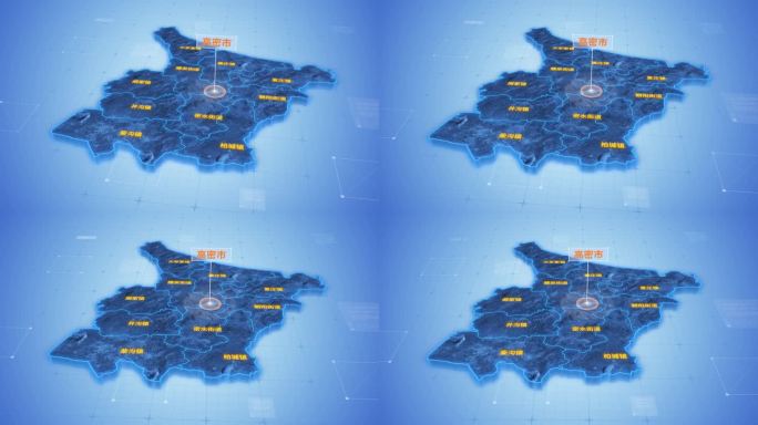 高密市蓝色三维科技区位地图ae模板
