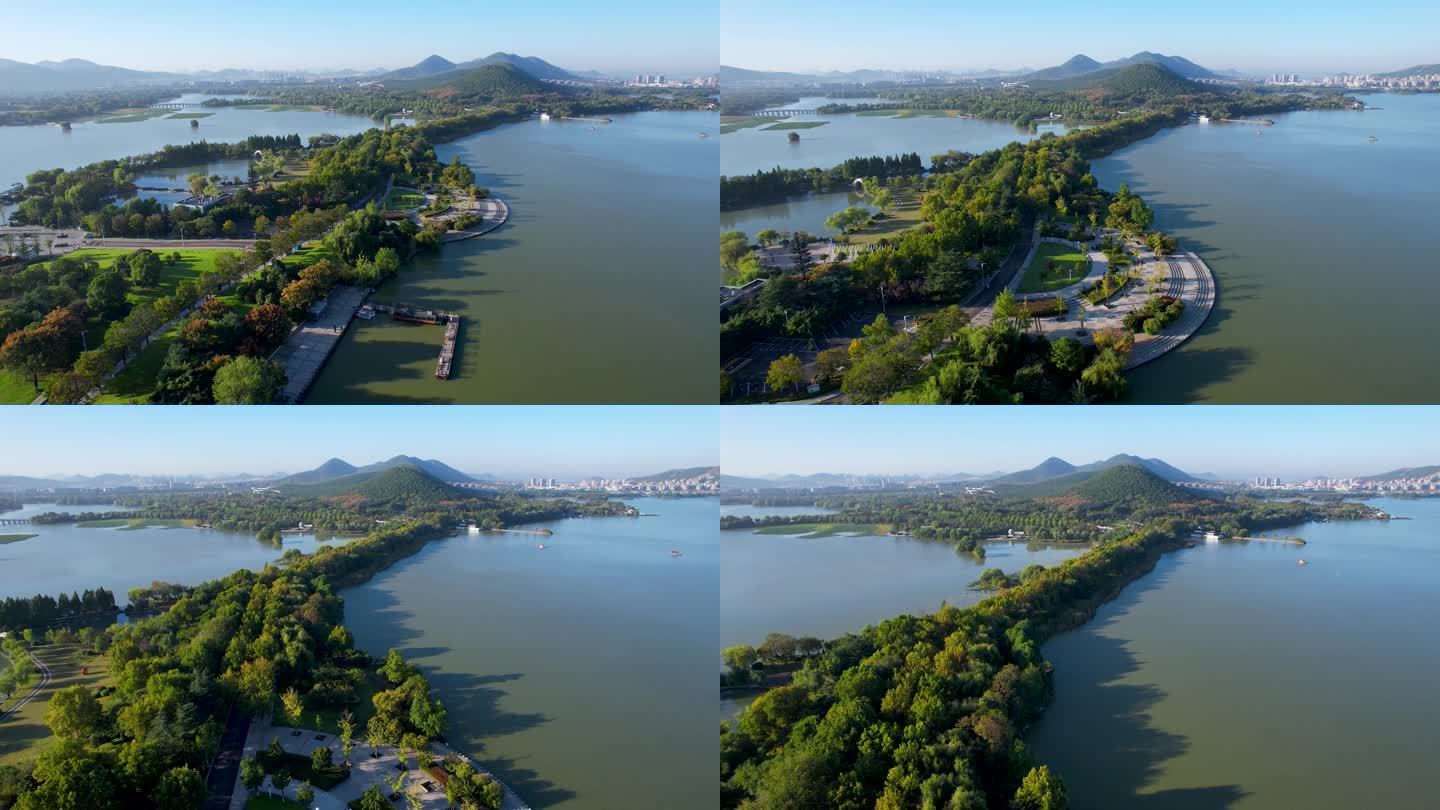 徐州云龙湖日出朝阳秋季风景城市风光航拍