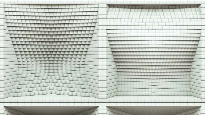 【裸眼3D】白色几何方块分割投影折角空间