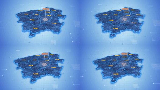 临朐县蓝色三维科技区位地图ae模板