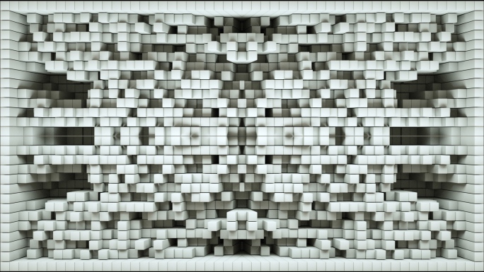 【裸眼3D】白色立体几何方块投影马赛克波