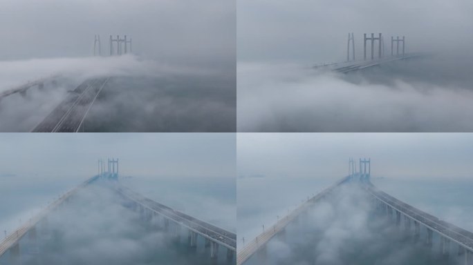 泉州湾跨海大桥平流雾延时摄影