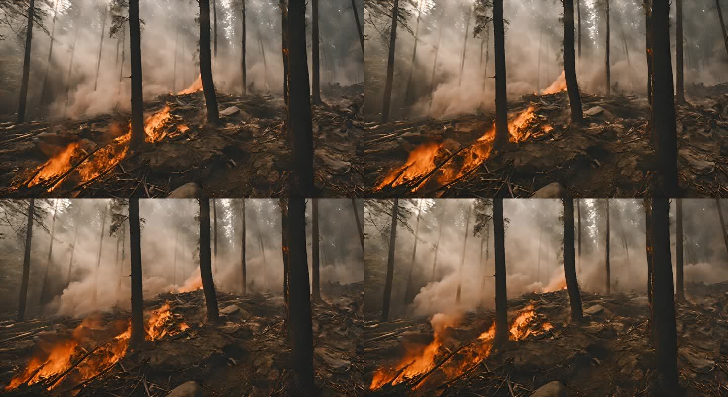 森林大火毁坏了树木