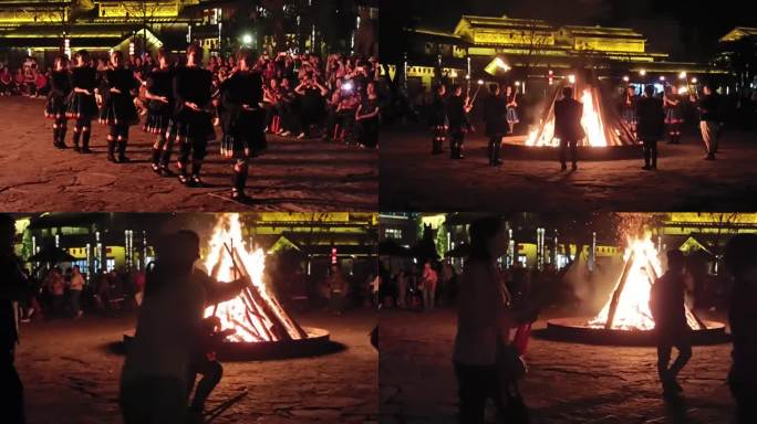 少数民俗篝蹈篝火民族旅游度假村火焰舞蹈
