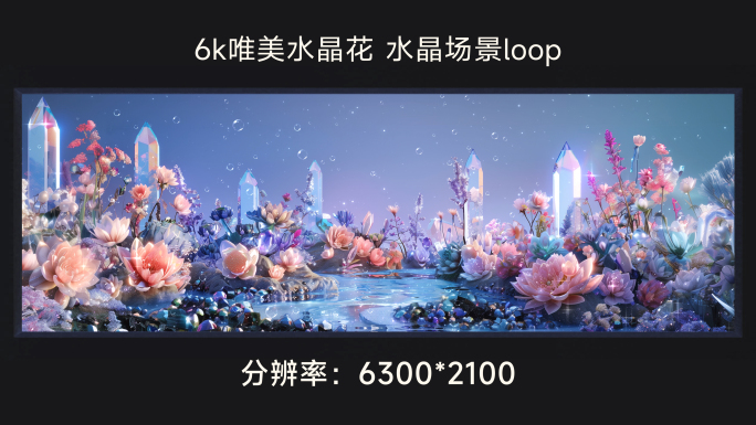 6k唯美水晶花 水晶场景loop