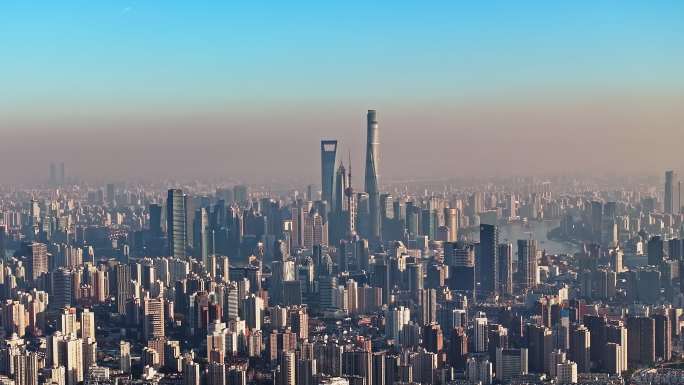 上海雾霾天航拍