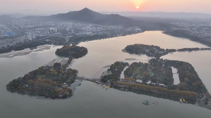 4K-log-航拍南京市玄武湖公园