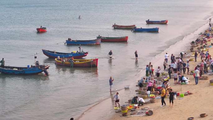 港口码头渔村渔民渔船海鲜市场