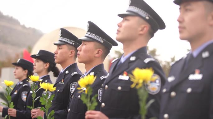 公安民警 警察清明祭奠陈红军烈士
