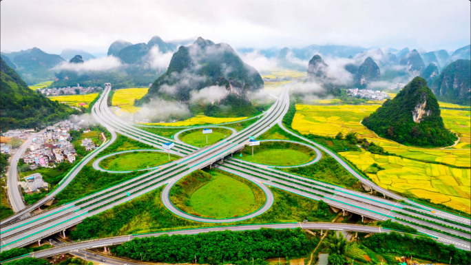 航拍中国 最美高速公路 立交桥 城市交通