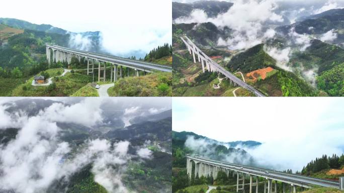 乡村高速清晨雾景