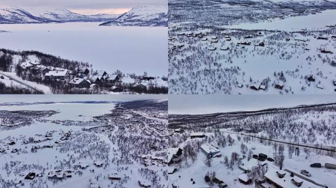航拍芬兰北极圈童话般雪景