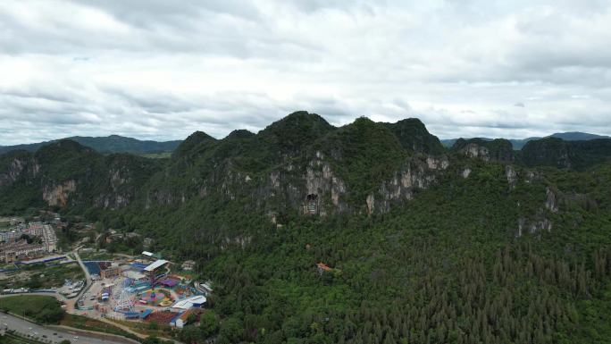 公园寺庙山峰航拍自然风光佛教野外群山绿色