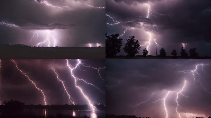 雷击闪电打雷雷电恶劣天气震撼视频雷霆合集