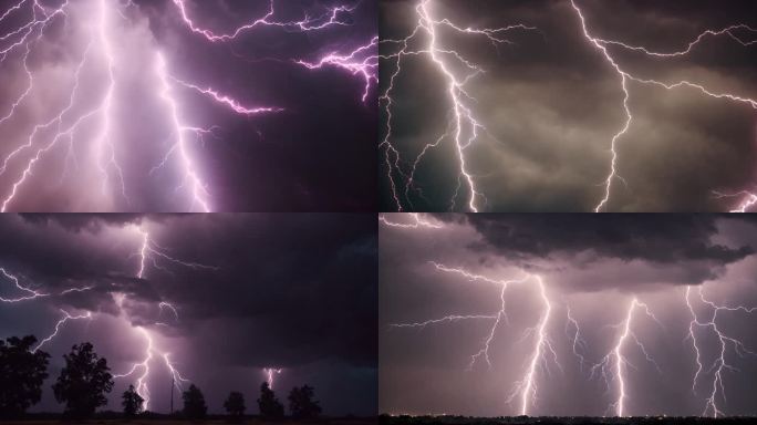 雷击闪电打雷雷电恶劣天气震撼视频雷霆合集