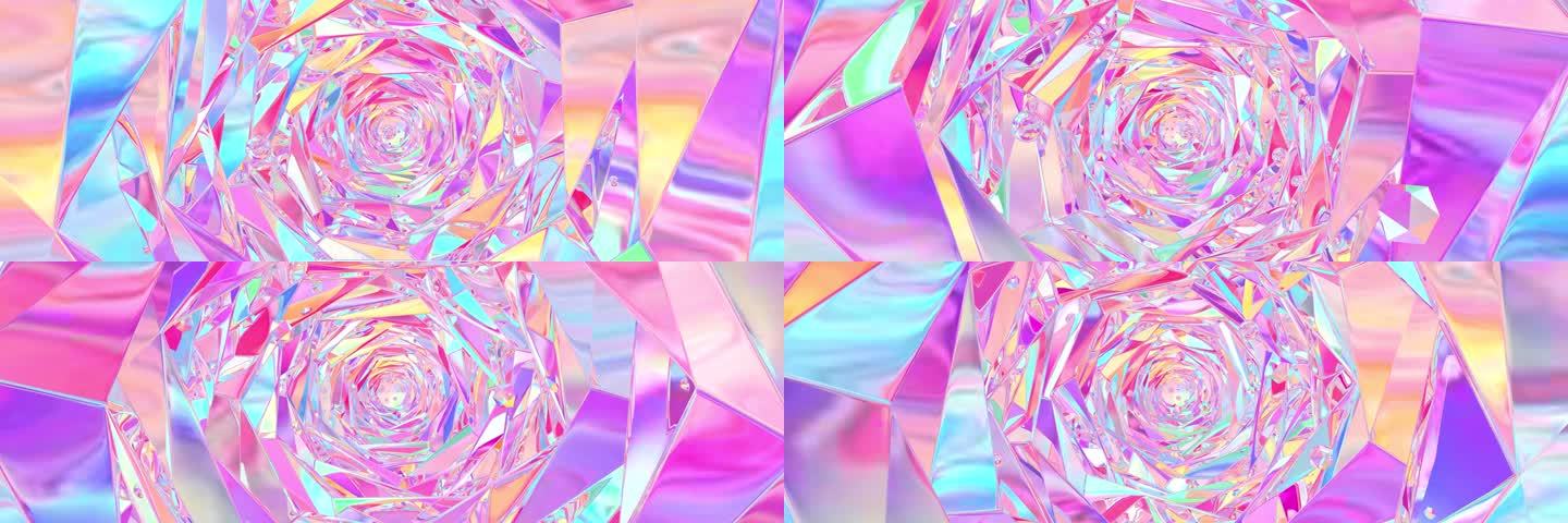浪漫梦幻几何体霓虹抽象玻璃闪烁隧道穿梭