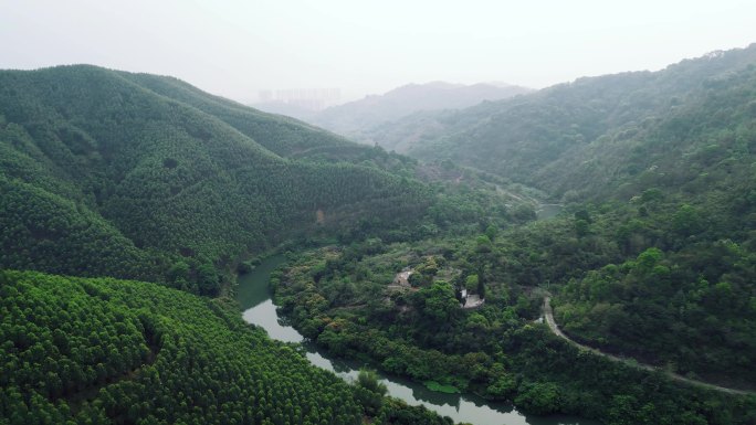 从化清明时节山景航拍空镜头