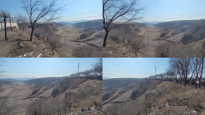 移镜，悬崖，风景，枯树，全景，蓝天