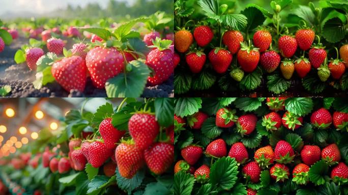 创意草莓生长水果草莓种植成熟饮料果园