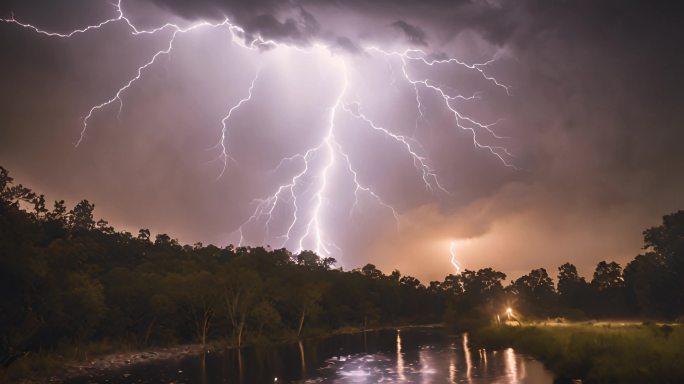 雷击闪电打雷雷电恶劣天气震撼视频雷霆合集