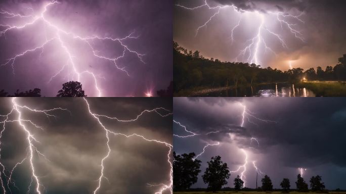 雷击闪电打雷雷电恶劣天气震撼视频雷霆合集