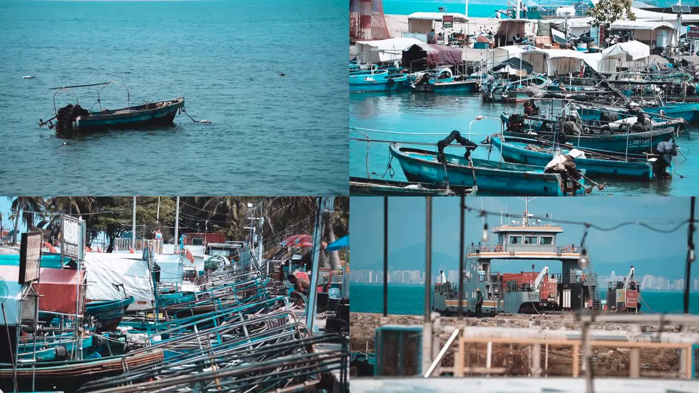 三亚西岛渔船渔民大海