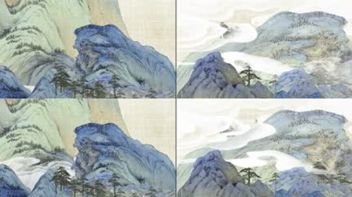 原创国风意境山水舞美背景