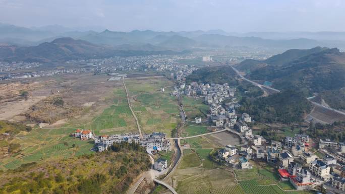 航拍山野乡村空镜头