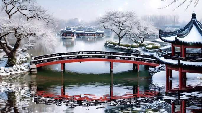 雪花中式建筑背景