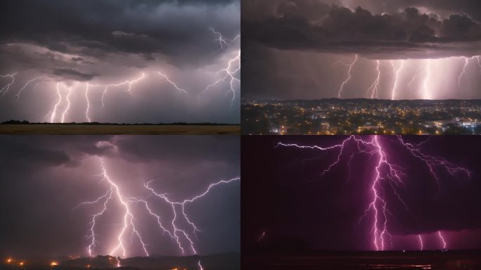 雷击闪电打雷雷电恶劣天气震撼视频雷霆合集