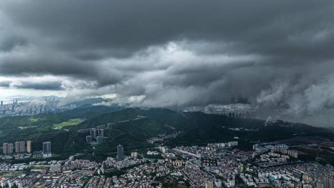 深圳暴雨台风强对流天气航拍延时