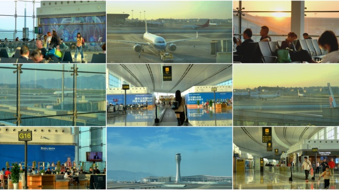 机场旅客候机厅重庆江北机场候机登机实拍