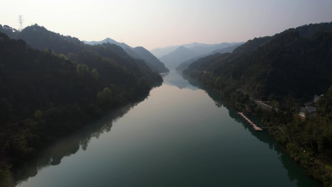 航拍湖南郴州旅游小东江自然风景