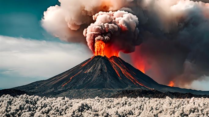 火山喷发航拍