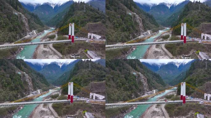 4K航拍西藏通麦特大桥3