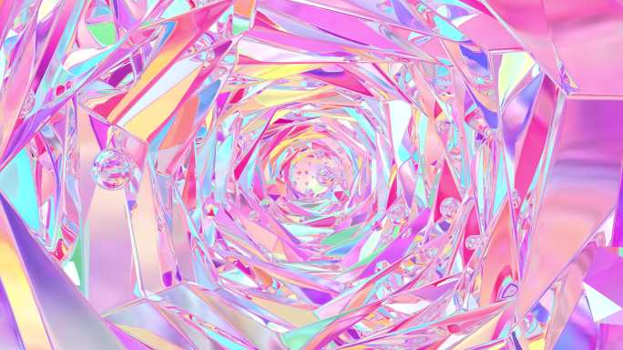 浪漫梦幻几何体霓虹抽象玻璃闪烁隧道穿梭