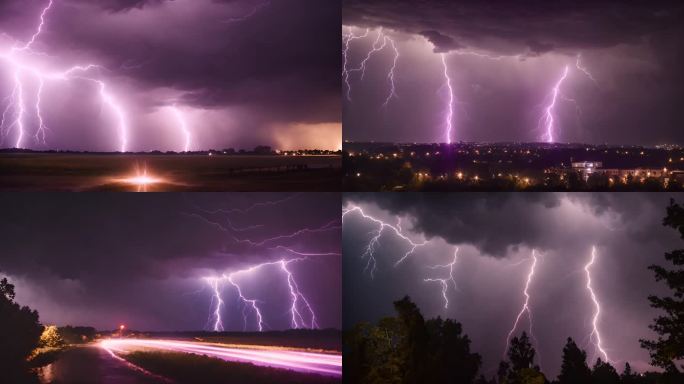 雷击闪电打雷雷电恶劣天气震撼视频雷霆合集