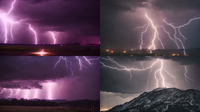 雷击闪电打雷雷电恶劣天气震撼视频雷霆合集