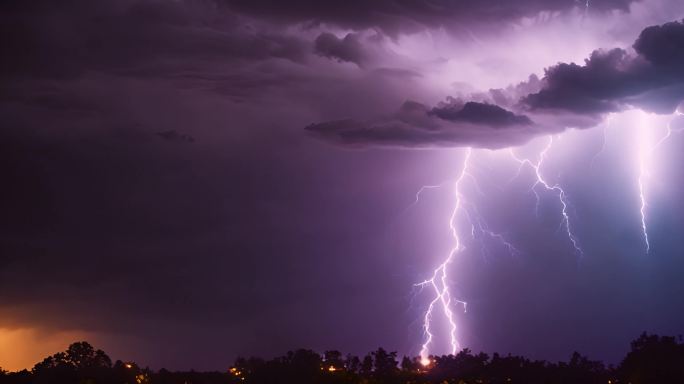 雷击闪电打雷雷电恶劣天气震撼视频雷霆合集