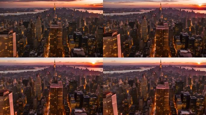 纽约市-曼哈顿中城日落