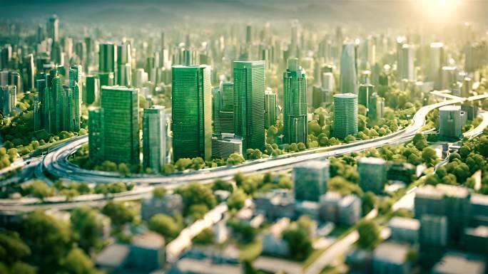 绿色碳中和生态城市素材