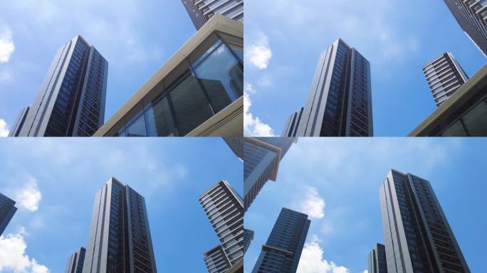 城市高楼大厦仰视唯美空镜头