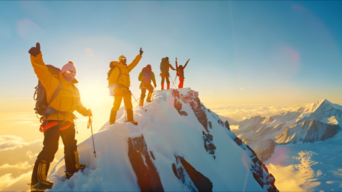 攀登登顶雪山展望未来励志