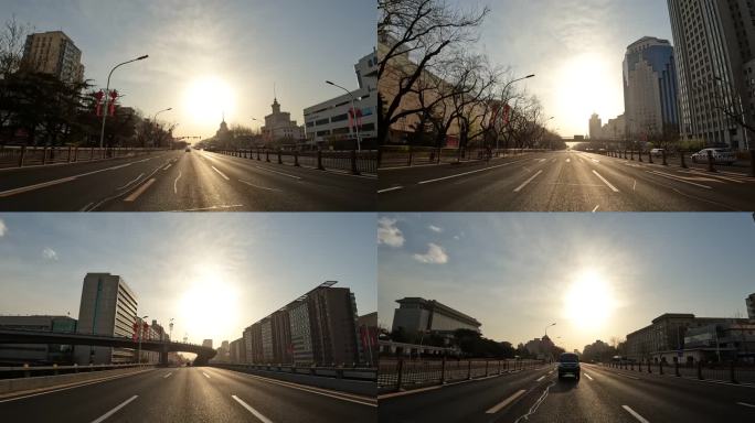 北京市复兴大道长安街车尾行车空镜