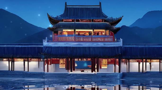 中式建筑湖水苏州园林