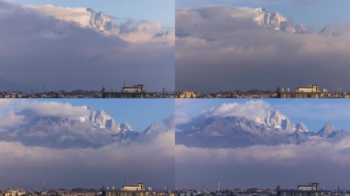 丽江玉龙雪山日出云海自然风光4K延时